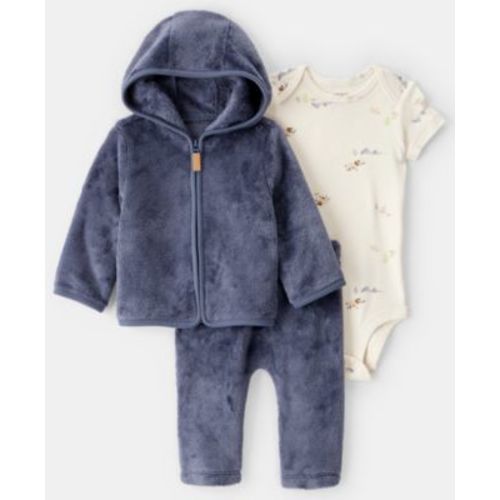 Baby Boys 3-Piece Long-Sleeve Jacket, Bodysuit and Pants Set
