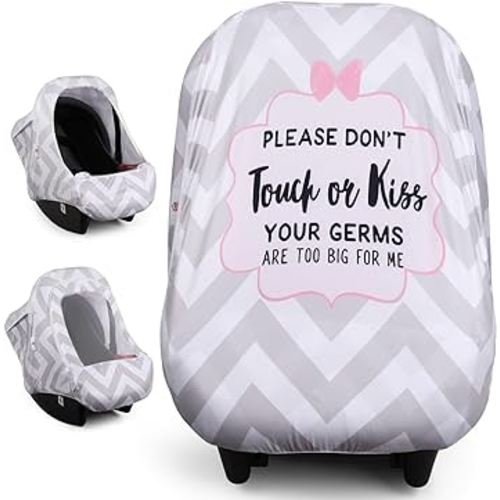 Metplus 2-in-1 Baby Car Seat Cover, Multi Use Cover for Baby Car Seat Canopy with Privacy Sun Shade, Protect Your Baby's Safety Seat with Style, Infant Carrier Covers for Boys & Girls