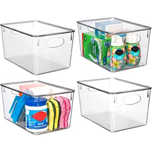 ClearSpace Plastic Storage Bins With lids, 4 Pack – Perfect Pantry Organization and Storage – Fridge Organizer, Pantry Storage Containers and Storage Bins, Cabinet Organizers