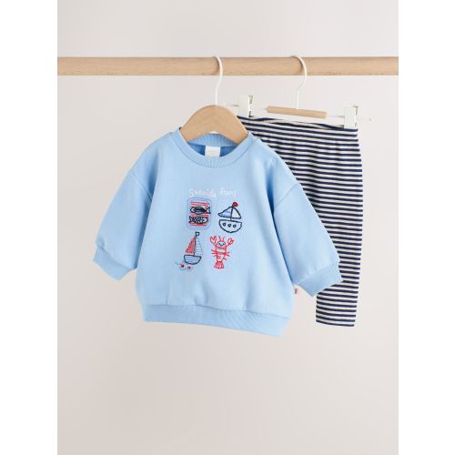 Blue Nautical Print Baby Sweatshirt and Leggings Set (0mths-3yrs)