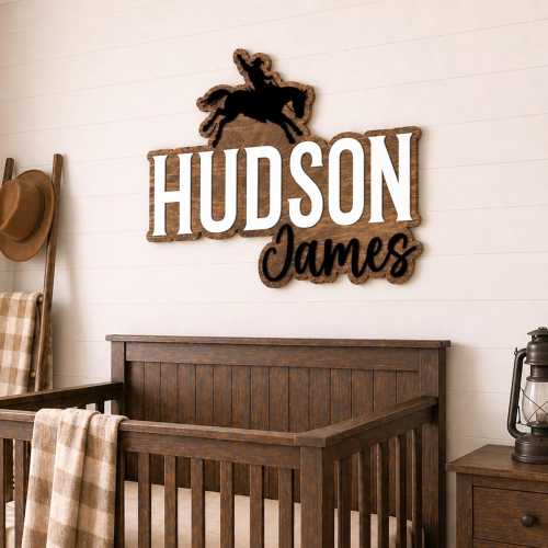 Wooden Cowboy Nursery Sign: Custom Western Themed Wall Decor