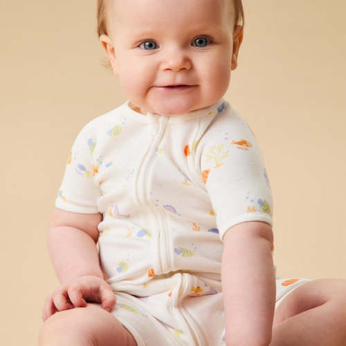 Little Fish Zip Summer Pajamas Little Fish Print / 6-9M