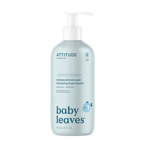 ATTITUDE 2-in-1 Shampoo and Body Wash for Baby, EWG Verified, Dermatologically Tested, Vegan, Good Night, 16 Fl Oz
