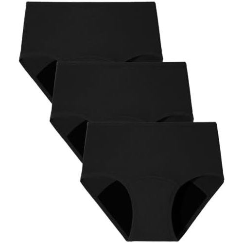 BAMBOO COOL Womens Period Underwear High Waisted Leakproof Postpartum Maternity Panties Soft Breathable Absorbent,3 Pack