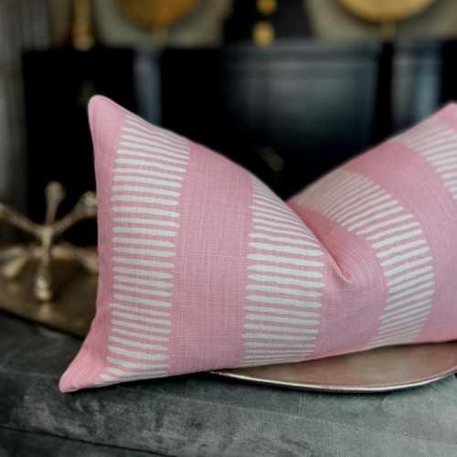 Pink and White Geometric Throw Pillow Cover, Pink and White Lumbar Pillow Cover, Home Decor, Home Living, Accent Pillow Cover