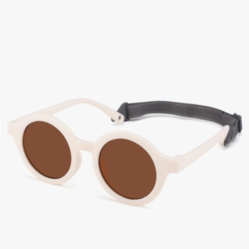 NULOOQ Bendable Polarized Baby Sunglasses with Strap Round Flexible for Infant Newborn & Toddler Age 0-24 Months