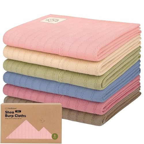 Organic Burp Cloths Baby Boy, Girl - 6-Pack Large 100% Cotton Burping Cloths for Babies, Spit Up Rags, Super Absorbent, Ultra Soft Newborn Rag, Gender Neutral, Machine Washable, Durable (Butterflies)