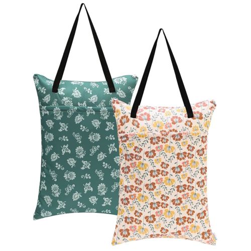 ALVABABY 2 Pack Large Wet Dry Bag Waterproof Hanging Cloth Diaper with Double Zippered Pockets 25x18 inches 2HL03