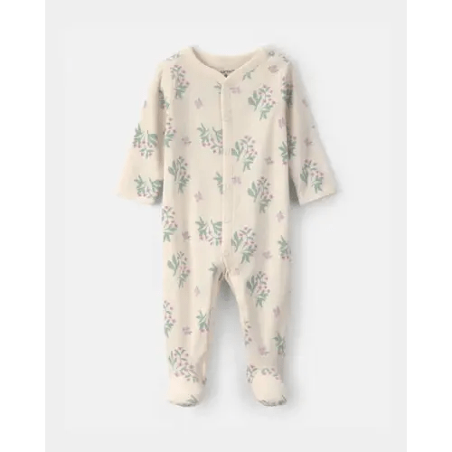 Baby Girl Floral Snug Fit Sleep & Play Pajamas - Cream | Carter's
