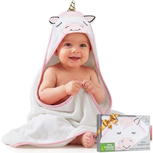 100% Organic Cotton Baby Toddler Bath Towel Ultra-Soft 33x33 in