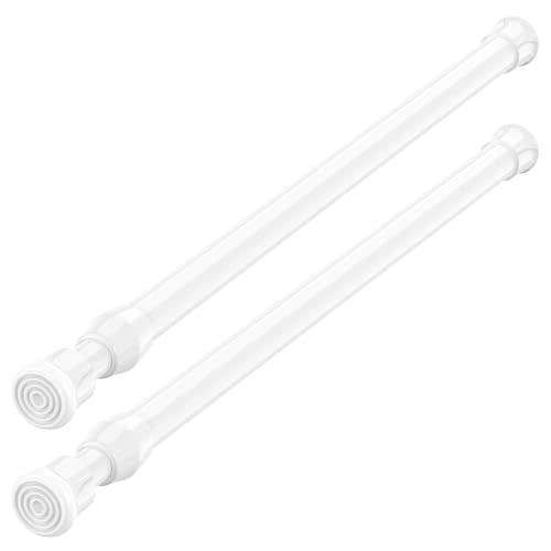 AIZESI Spring Tension Curtain Rods Short Tension Rod (White,17" to 28"-2Pcs)