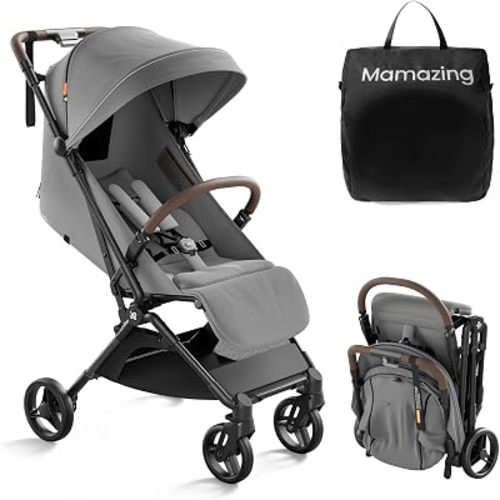 MAMAZING Ultra Air Lightweight Baby Travel Stroller with Carbon Fiber Frame, Compact & Airplane-Friendly, One-Handed Fold, 11.6 lbs, Perfect for Toddlers, Grey