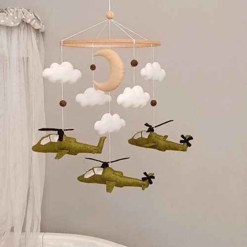 Apache Helicopter Baby Mobile, Military Nursery Decor, Baby Shower Gift
