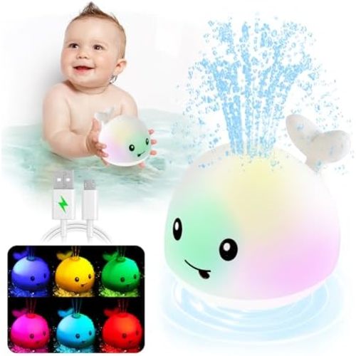 Baby Bath Toys Light Up Whale Pool Water Toy for Toddler Babies 1-3