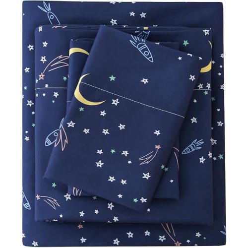 MCO Twin Sheets Set Kids, Soft Microfiber Bed Sheet Set for Boy Girls, 3 Pieces Breathable Twin Sheets Starry Sky