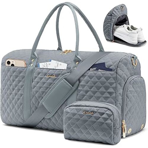 LOVEVOOK Travel Duffle Bag,Weekender Bags for Women Overnight Bag with Shoe Compartment, Carry on with Toiletry Bag,Duffel Bag with Wet Pocket,Hospital Bags for Labor and Delivery