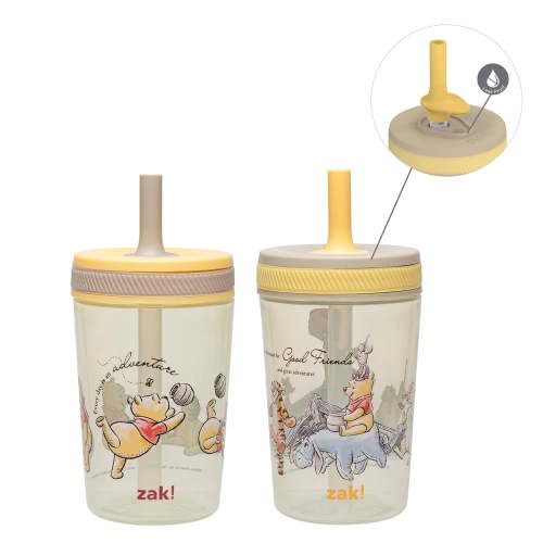 Zak Designs Disney Winnie the Pooh Kelso Toddler Tumblers 15oz 2-Pack Durable Plastic Sippy Cups With Leak-Proof Design is Perfect For Kids (Winnie the Pooh & Friends)