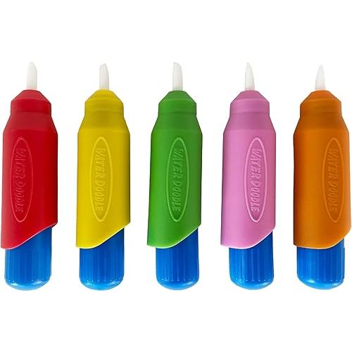 5 Multi-Color Aqua Brushes, Paint with Water Brush Set, Replacement Water Doodle Wow Pens by Kanga Toys for Drawing Books or Magic Mats, for Kids Ages 3+