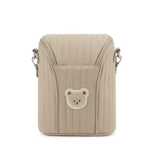 Baby Bottle Insulated Bag, Portable Breastmilk Cooler Bag with Aluminum Foil Liner, Fits 2×9 oz Bottles, Stroller-Attachable Canvas Milk Storage Bag with With detachable carrying handle for Mom Baby