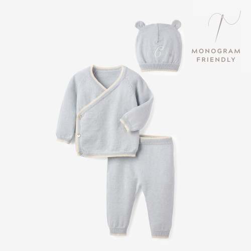Pale Blue Cashmere-Cotton Baby Layette Set – Elegant Baby