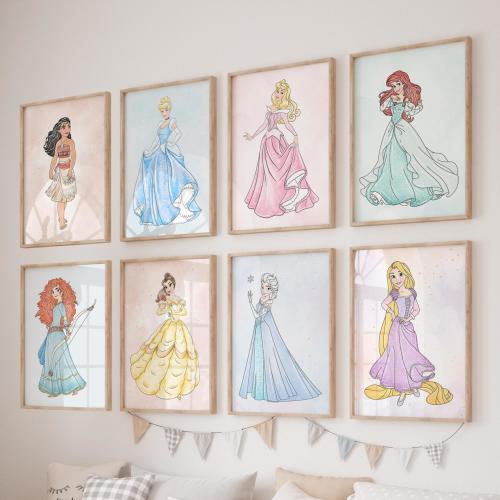 Set 8 Princess Wall Art Prints | Girls Bedroom Princess Wall Art | Fairy Tale Nursery Decor | Wall Art for Girls Room | Instant download