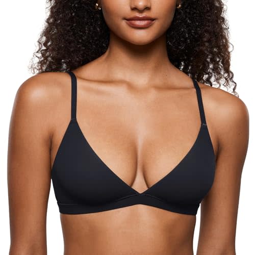 INLYRIC Women's Unlined Triangle Bralette | Ultra-soft, No Padding, Wirefree, Dual-layer, Plunge, Seamless, Pull-on, Adjustable Straps, Sexy, Comfortable