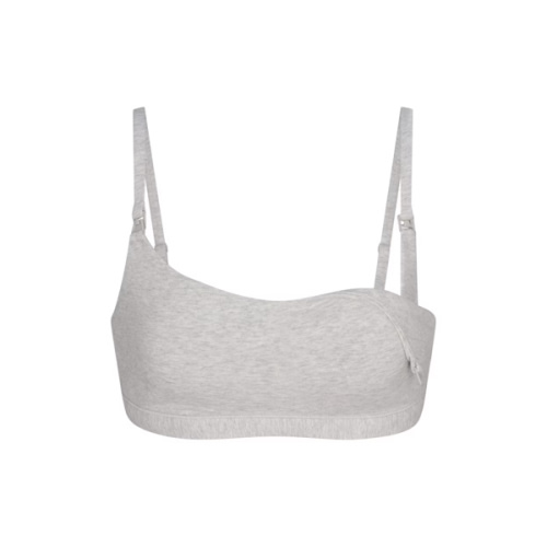 COTTON JERSEY MATERNITY NURSING SCOOP BRALETTE 2-PACK | LIGHT HEATHER GREY