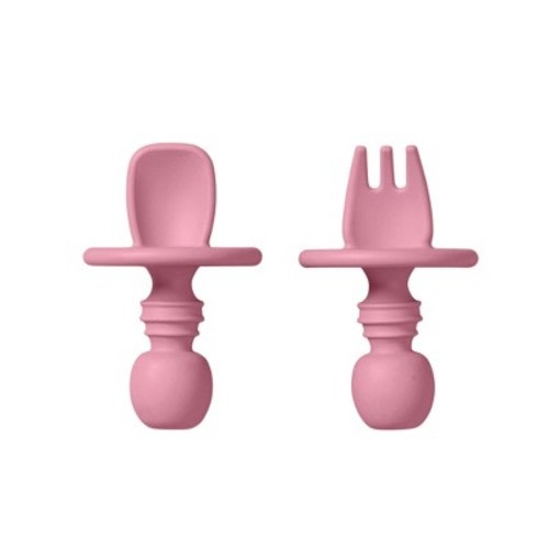 SARO “Nordic” Blossom Training Utensil Set: Silicone Ergonomic Spoon & Fork for Baby-Led Weaning | Anti-Choke Design