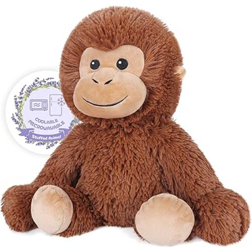 SuzziPals Heatable & Coolable Monkey Stuffed Animal, Microwavable Heating Pad Plushies for Soothing & Relaxation, Lavender Scented Stuffed Plush Toys, Monkey Gifts Boys Girls