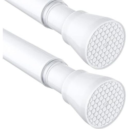 2 Pack White Tension Curtain Rod for Windows 28 to 48 inch Adjustable Expandable Pressure Spring Curtain Rod No Drilling Curtain Rod for Bedroom Doorway Closet Door