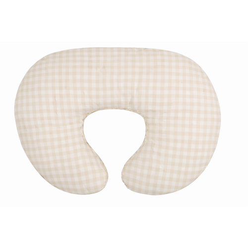 Beige Gingham Ruffle Nursing Pillow Cover