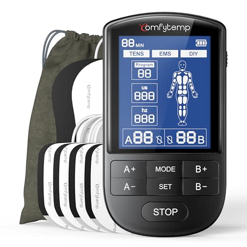 Comfytemp 3-in-1 TENS Unit Muscle Stimulator for Pain Relief, Rechargeable | 20 Modes - TENS & EMS & DIY, FSA TENS Machine for Back/Sciatica, HSA Eligible 2 Channel Electronic Pulse Massager, 10 Pads