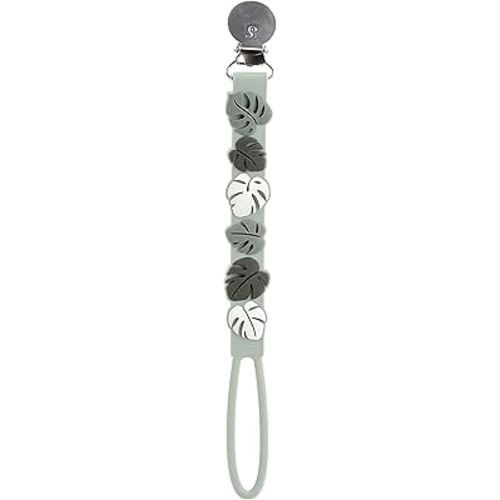Loulou Lollipop Beadless Silicone Pacifier Clip (Monstera, Green)