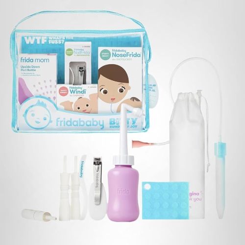 Frida Baby Basics Kit, 6pc Baby Essentials Kit Includes Nasal Aspirator Snotsucker, NailFrida Nail Files, Windi Gas Relief, DermaFrida Bath Brush + Silicone Carry Case