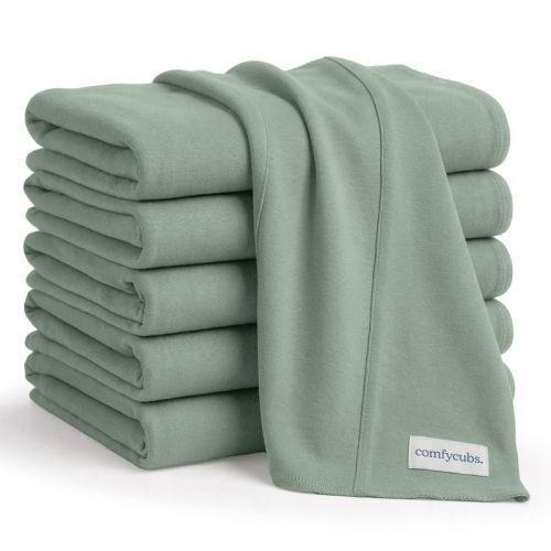 Comfy Cubs Baby Burp Cloths Set Pack of 6 - Large, 6-Layer, Ultra Absorbent Soft 100% Cotton for Infants - Fern