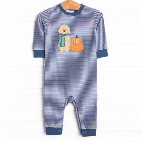 Autumn Fest Friend Applique Romper, Navy – Stitchy Fish