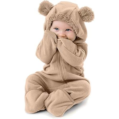 Cuddle Club Fleece Baby Bunting Bodysuit with Hood, Convertible Mittens & Booties, Car Seat Friendly, Soft & Warm, Easy Zip