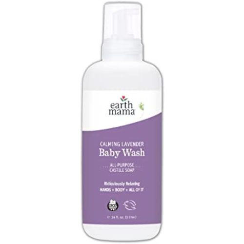 Earth Mama Calming Lavender Baby Wash Foaming Hand Soap Refill, Organic All-Purpose Lavender Body Wash for Sensitive Skin, Castile Soap with Coconut Oil, Shea Butter, Calendula, & Aloe, 34Fl Oz