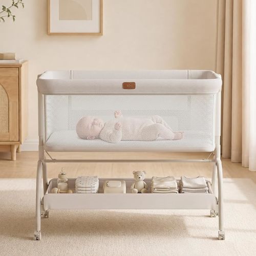 Baby Bassinet Bedside Sleeper, 3-in-1 Newborn Crib with Soft & Breathable Mattress, 6 Adjustable Heights & Anti-Reflux Incline, Breathable Mesh – ASTM & CPSC Certified