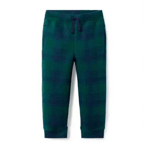 Boy Spruce Forest Plaid Plaid Fleece Jogger by Janie and Jack