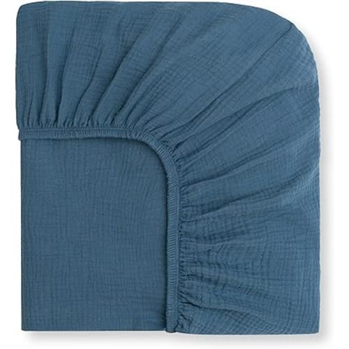 Nora's Nursery Muslin Crib Sheets - 100% Organic Cotton Crib Sheets - Fits Standard Crib and Toddler Bed Mattress Size - Breathable & Fitted Crib Sheet for Baby Girl & Boy - Sea