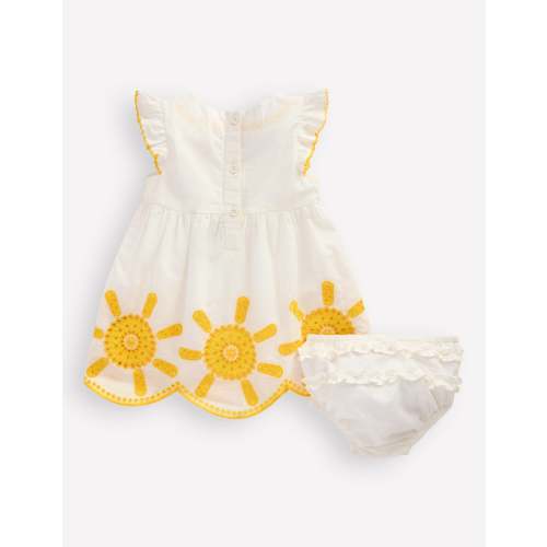 Woven Frill Dress-Ivory