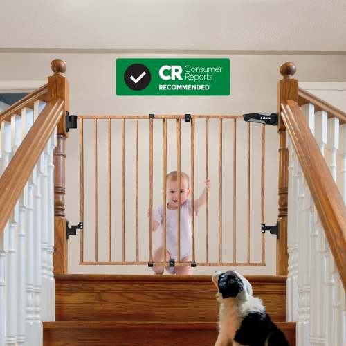 Wood Pattern No Bottom Bar Baby Safety Gate (26-55") | Babelio B17