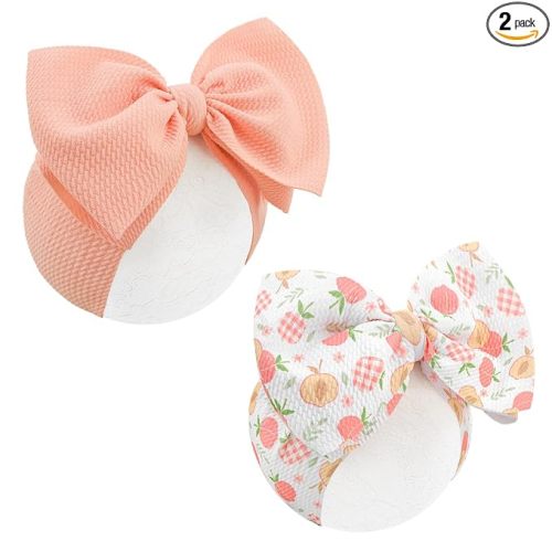 Super Durable Soft Peach Knot Headbands with Hair Bows Infant Toddlers Kids Hair Accessories Pink Headband for Newborn Baby Girls
