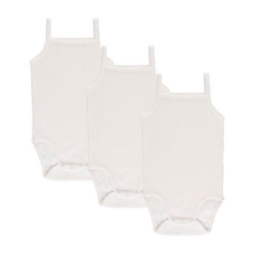 Ely's & Co. Baby Cotton Ribbed Undershirts-Bodysuits - 3 Pack - Girls Ivory Spaghetti Straps with Scallop