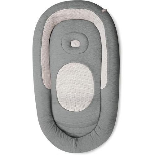 Inglesina Welcome Pod Baby Lounger, Harmony Gray - U.S. Compliant Infant Lounger for 0-8 Months - with Ergonomic Support for Supervised Tummy Time & Play - Breathable Bamboo & Cotton