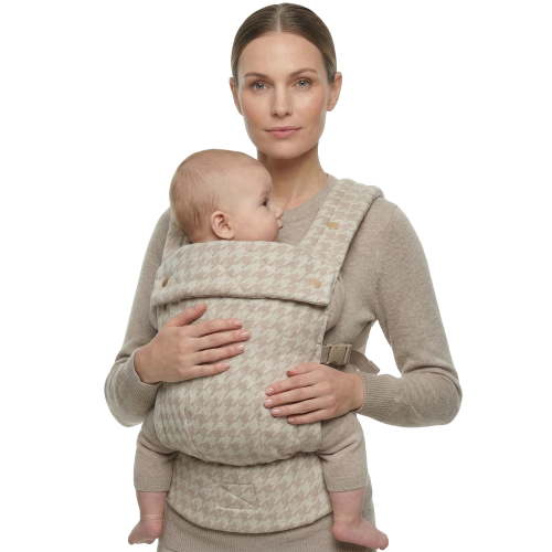 Lujifo Ergonomic Baby Carrier, Cotton-Linen Houndstooth, Khaki