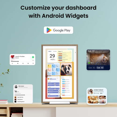 ApoloSign 15.6 inch Digital Calendar, Dual-Mode Smart Wall Planner & Interactive Display Electronic Touchscreen Chore Chart for Family Schedules, Sync Calendars, No Subscription (Teak)