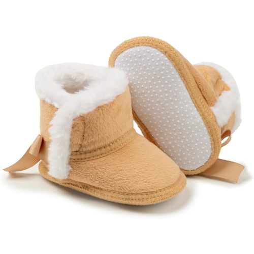 Infant Unisex Warm Fur Lining Soft Boots Baby Winter Ankle Non-Slip Rubber Texture Sole Toddler Winter Snow Crib Shoes