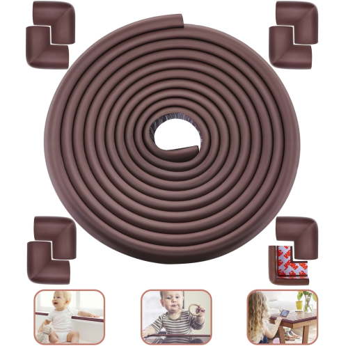 Yalumo Edge Corner Protector for Baby Proofing (19.7 Ft Edge + 8 Corners), Soft Thick NBR Rubber Foam, Furniture Edge Safety and Corner Guards, Baby Child Proofing Foam Set for Table and Fireplace